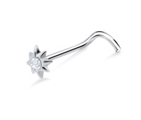 Beautiful Floral Curved Nose Stud NSKB-797